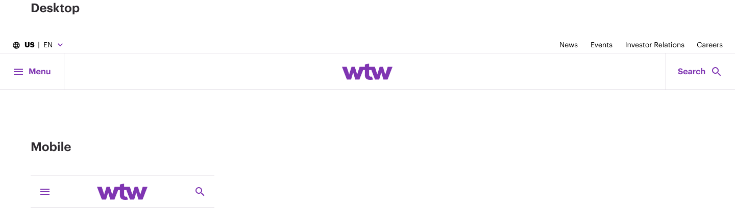 default WTW header example